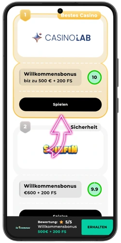 Casino LAB als bestes Casino für Le Fisherman mit Willkommensbonus bis zu 500 € + 200 FS auswählen.