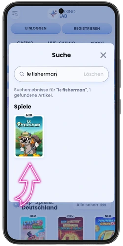 Suchergebnisse zeigen Le Fisherman von Hacksaw Gaming in der Casino LAB Spielbibliothek.