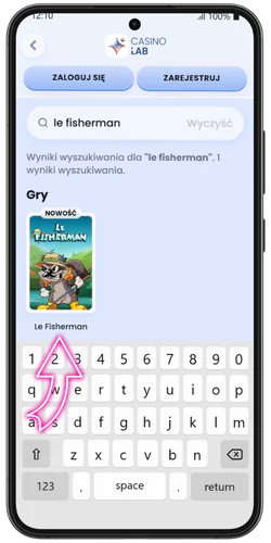 Wyniki wyszukiwania pokazujące Le Fisherman od Hacksaw Gaming w bibliotece gier kasynowych.