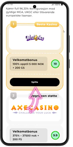 Spillerliste med lisensierte norske nettcasinoer for valg av spillplattform.